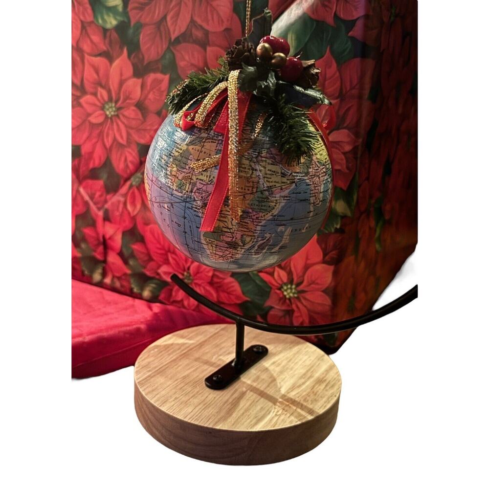 World Globe VTG Christmas‎ Holiday Ornament USA Europe Australia Asia Oceans